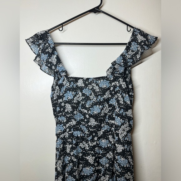 Veronica Beard Amal 100% Silk Black Blue White Floral Faux Wrap Midi Dress 0 - Picture 12 of 16